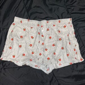 PINK Victoria's Secret Gray Pajama Shorts with Red Print